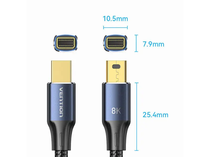 Кабель Vention DisplayPort mini to DisplayPort mini V1.4 2m Blue (HCGLH) - фото 6