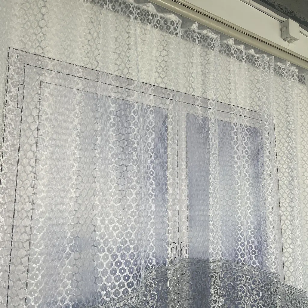 Тюль арка біла з сірим макраме 1,7м на 3м на тасьмі ALBO pbe0052804 - фото 7