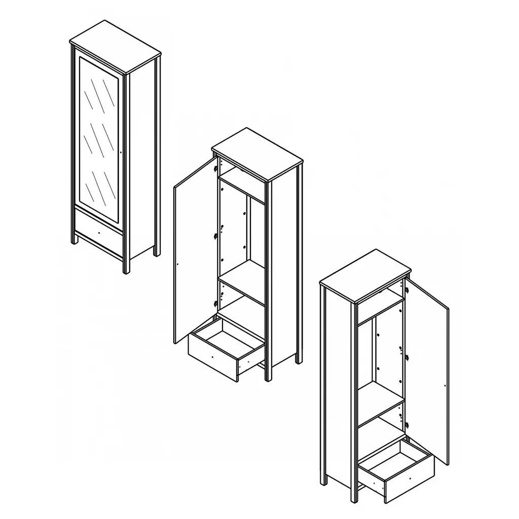 Шафа з дзеркалом для одягу Gerbor Чос SZF1D1S Дуб Тахо/Чорний (GRB-1429) - фото 2