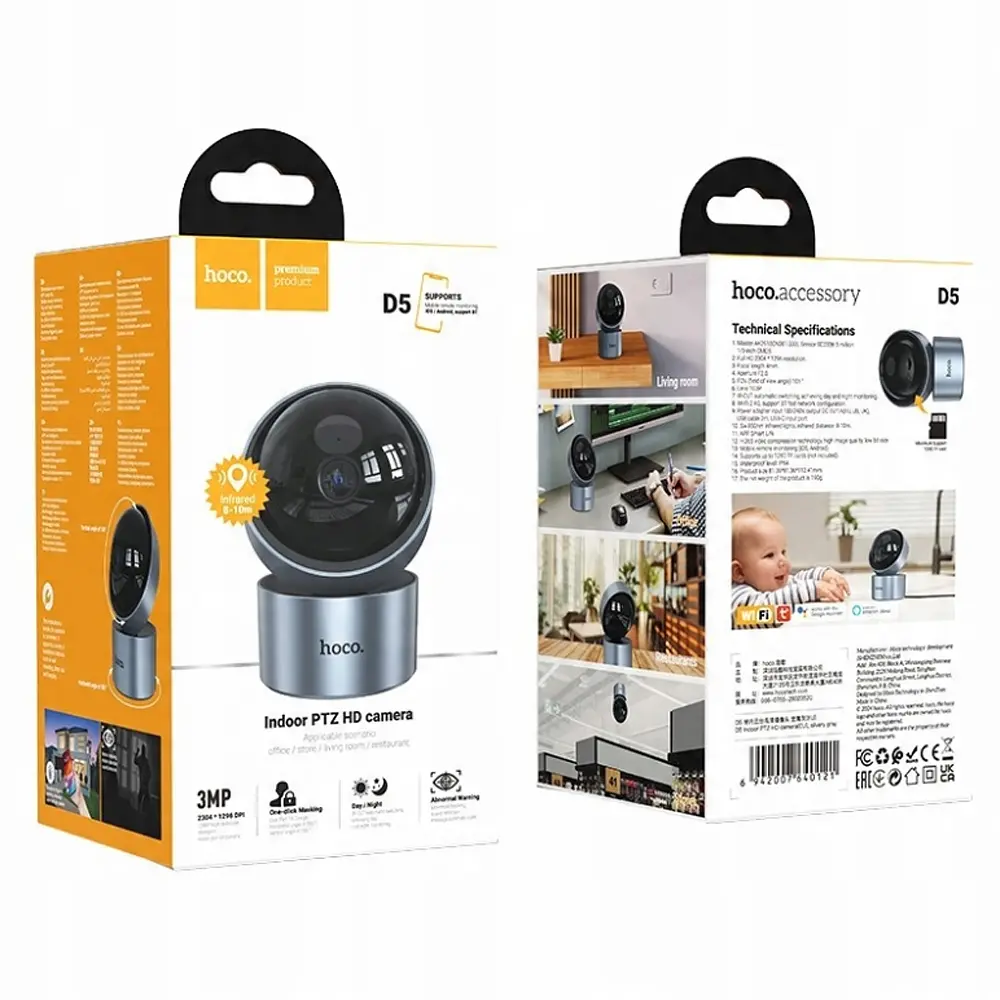 IP-камера Hoco D5 Indoor PTZ HD camera(EU) White - фото 2