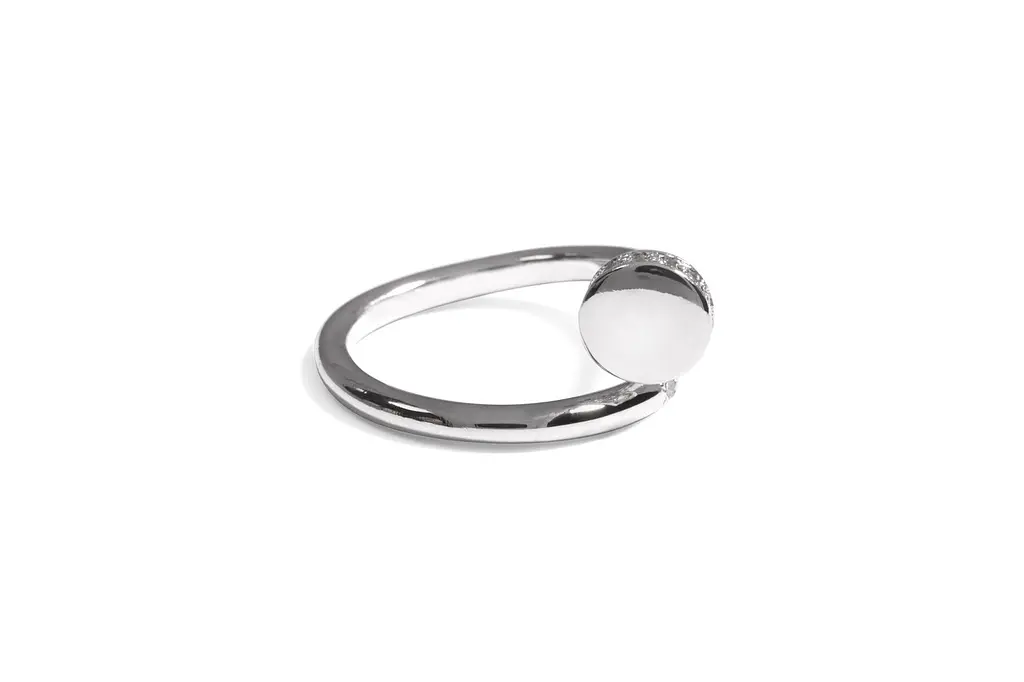 Каблучка з білого золота з фіанітами K-0440 19 - фото 3