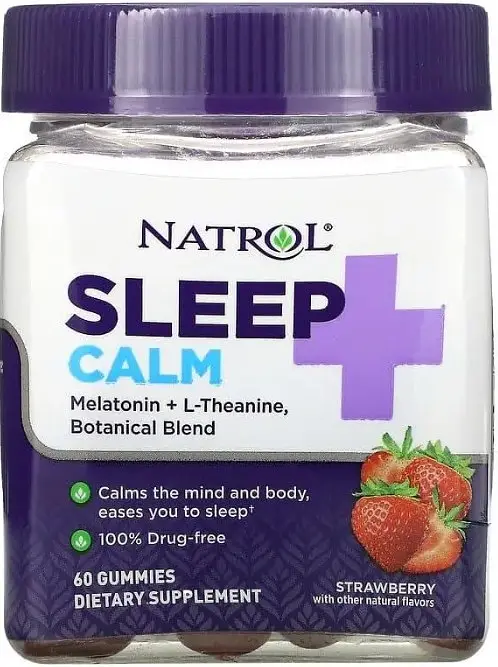 Засіб для покращення сну Natrol Sleep + Calm 60 жувальних цукерок полуниця