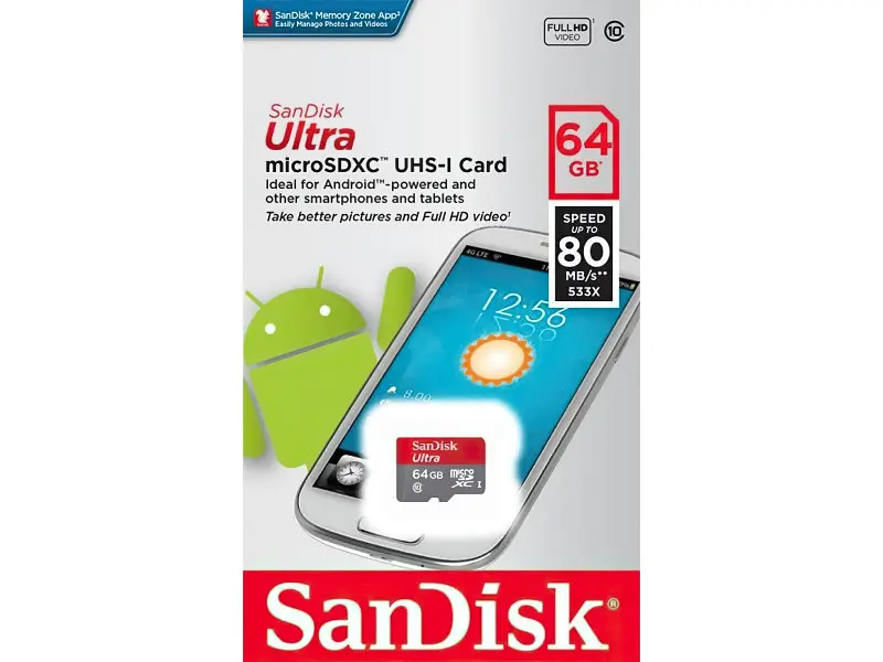 Карта пам'яті SanDisk Ultra microSDHC UHS-I 64 GB (SDSQUNR-064G-GN3MN) - фото 2