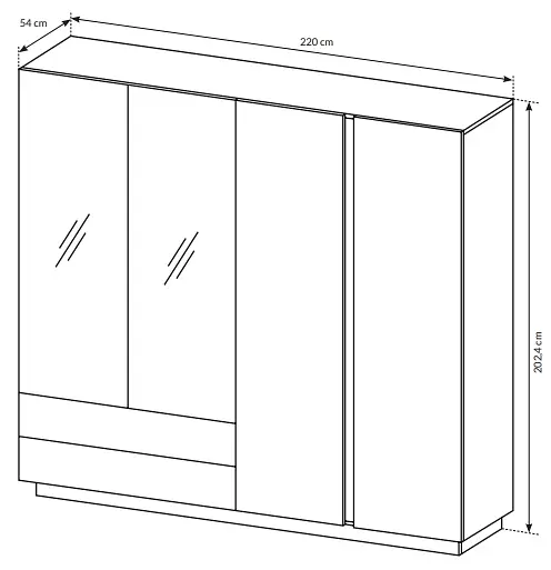 Шкаф для одежды Perfect Home Арко / Arco 4-дверный с зеркалом 4D2S/220 Белый глянец/дуб грандсон (PFH-091041) - фото 7