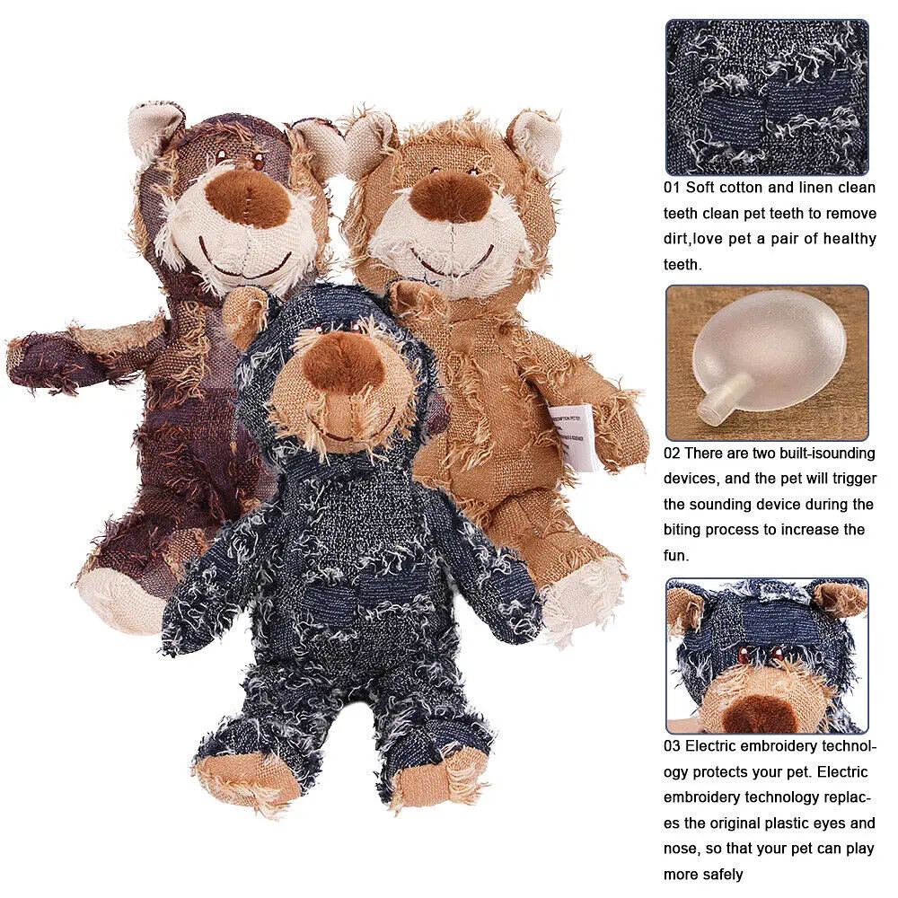 М'яка іграшка для собак Chew Squeak Plush Bear з пищалкою - фото 3