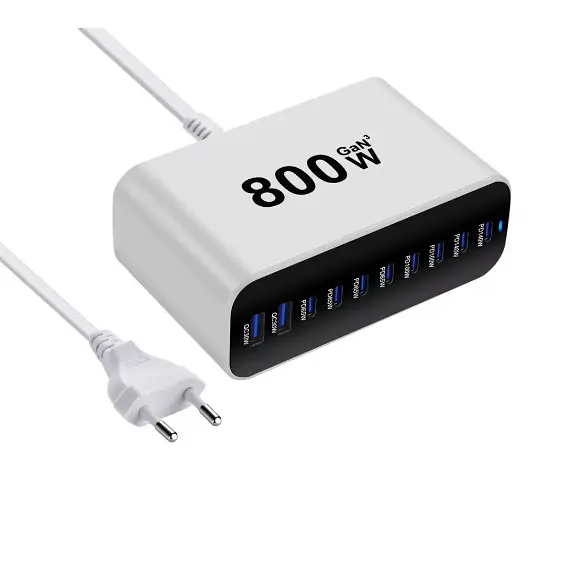 Мережевий зарядний пристрій No Brand GAN3 Pro YMS-615-800W 8Type-C 140-65W+2USBQC3.0-30W Білий (2911820485)