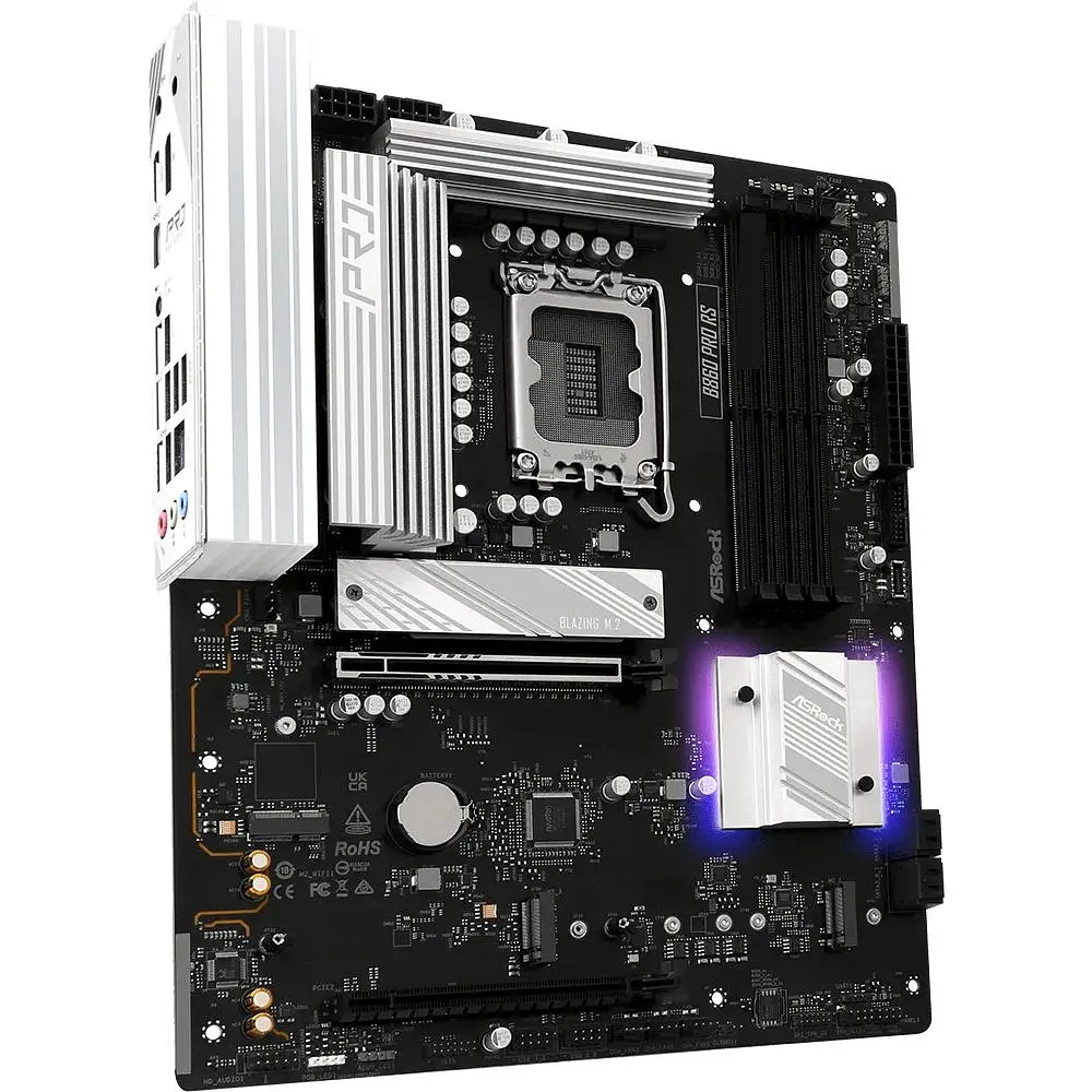 Материнська плата AsRock B860 Pro RS (1851/B860, 4xDDR5, 2xPCIex16, HDMI/DP, 4xSATA, 3xM.2, 2.5Glan, 7.1ch, ATX) - фото 2