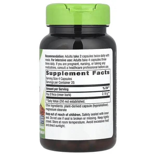Кора мурашиного дерева (Pau D'Arco) Pau d'Arco 1090 mg 100 капсул Nature's Way vit0005589 - фото 2