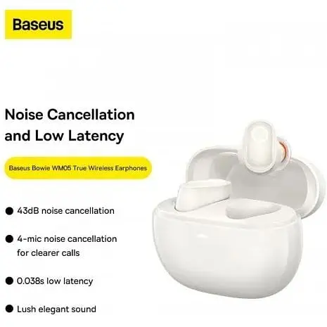 Навушники Baseus Bowie True Wireless Earphones WM05 ANC до 5 годин білі (NGTW200002) - фото 5