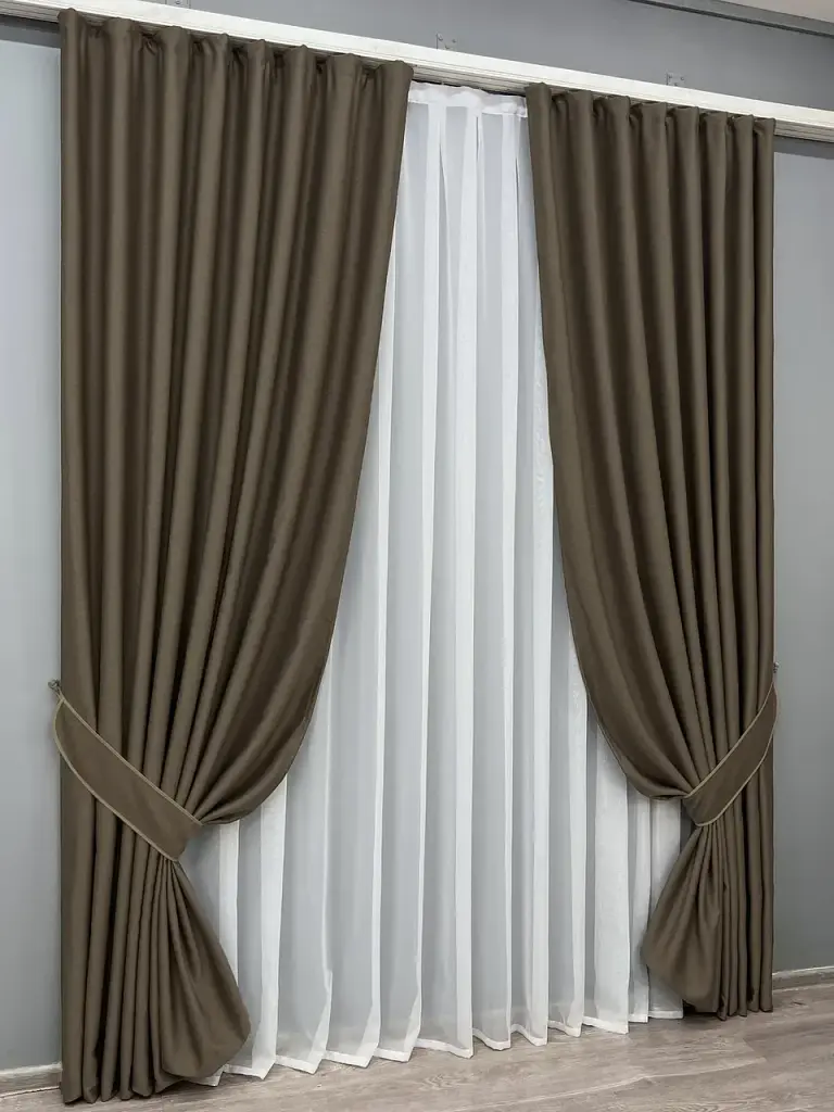 Комплект штор VR-Textil шеніл 2 шт 150x270 см кавовий (1591ш) - фото 3