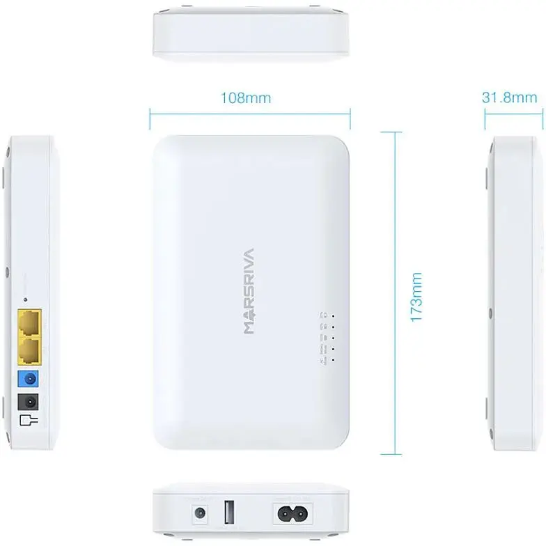 ДБЖ Marsriva DC UPS для роутерів KP6 240VAC 3xDC+PoE24V1A+USB OUT, 2x5V/9V/12V2.5A 18W 10000mAh - фото 5