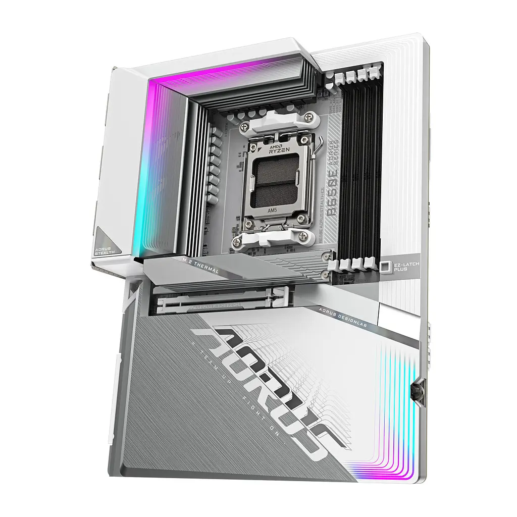Материнская плата B650E A STEALTH ICE sAM5 B650 4xDDR5 M.2 Wi-Fi BT HDMI DP ATX белый Gigabyte teh0019112 - фото 4