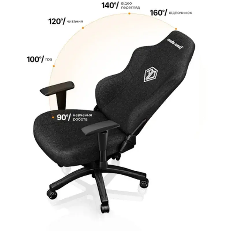 Крісло ігрове Anda Seat Phantom 3 Fabric Size L Black (AD18Y-06-B-F) - фото 4