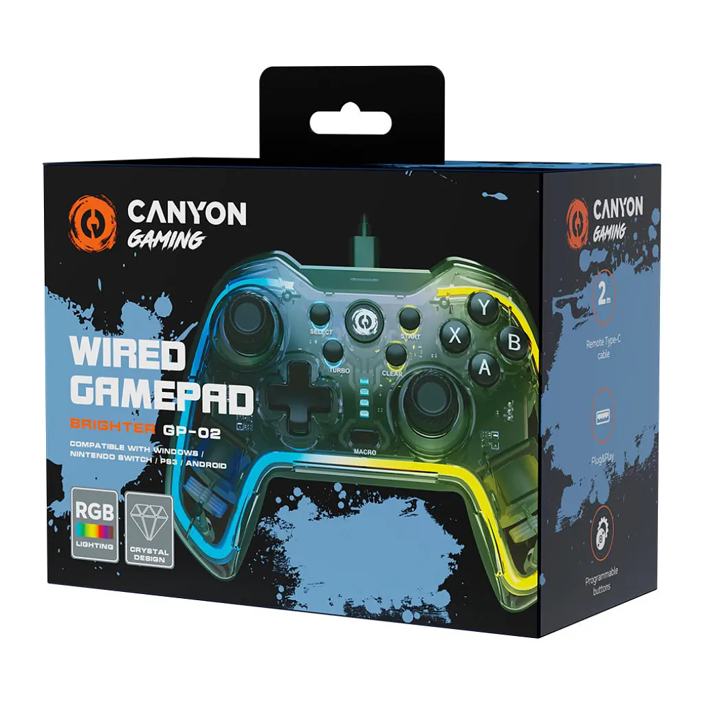 Геймпад Canyon Brighter GP-02 Wired RGB 4in1 PS3/Android BOX-TV/Nintendo Crystal (CND-GP02) - фото 6