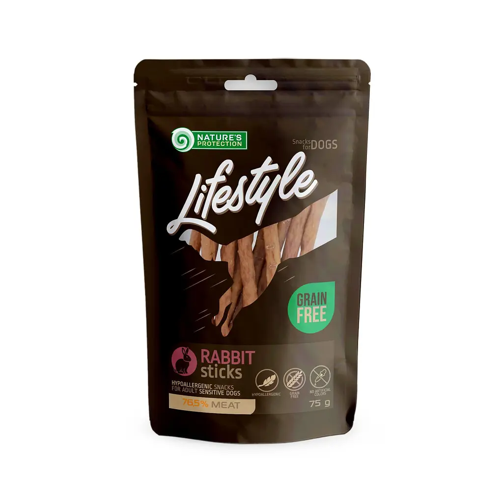 Ласощі для собак Nature's Protection Lifestyle snacks for dogs, rabbit sticks стіки з кролика, 75 г