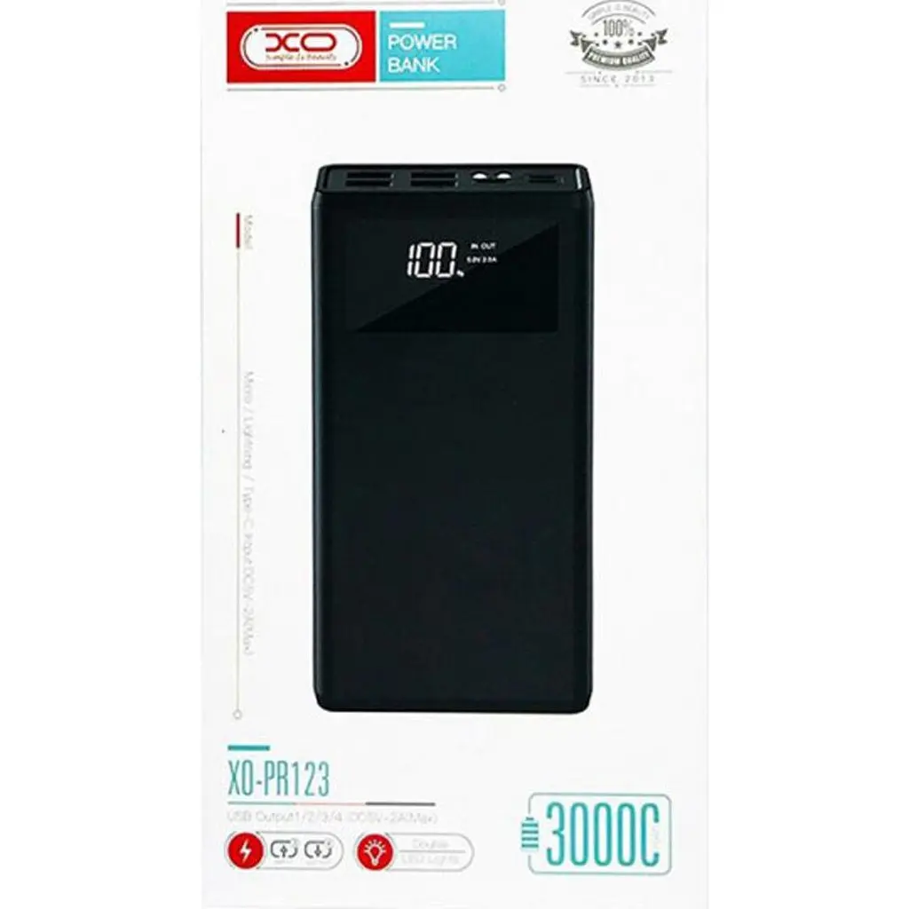 Зовнішній акумулятор XO PR123 30000mAh 22.5W Black 00000015191 [127707] - фото 3