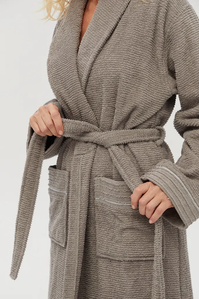 Халат махровый Lotus Home - Nella grey S/M - фото 4