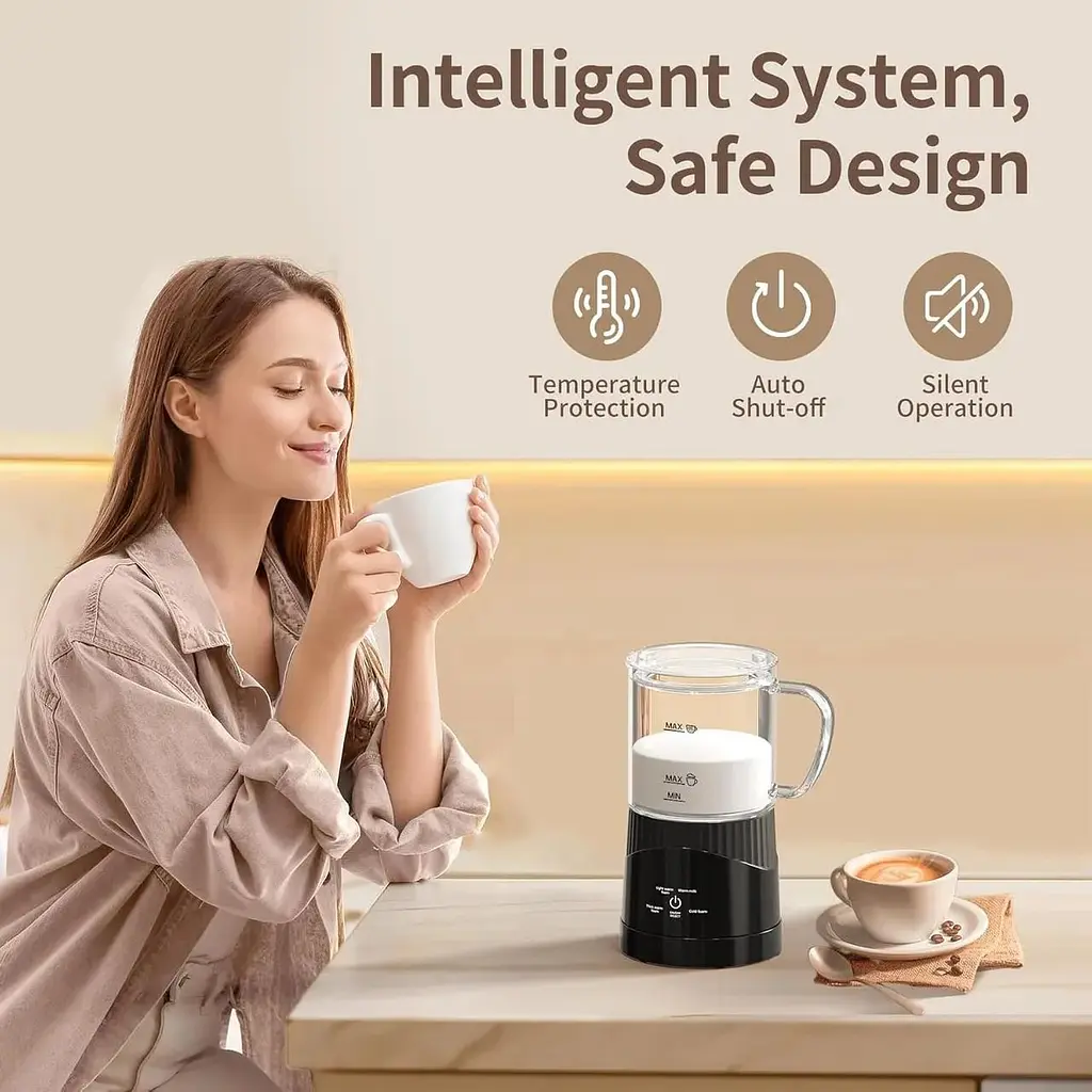 Електричний спінювач молока Omisoon 4-в-1, 400 мл, автоматичне вимкнення, безшумна робота - фото 3