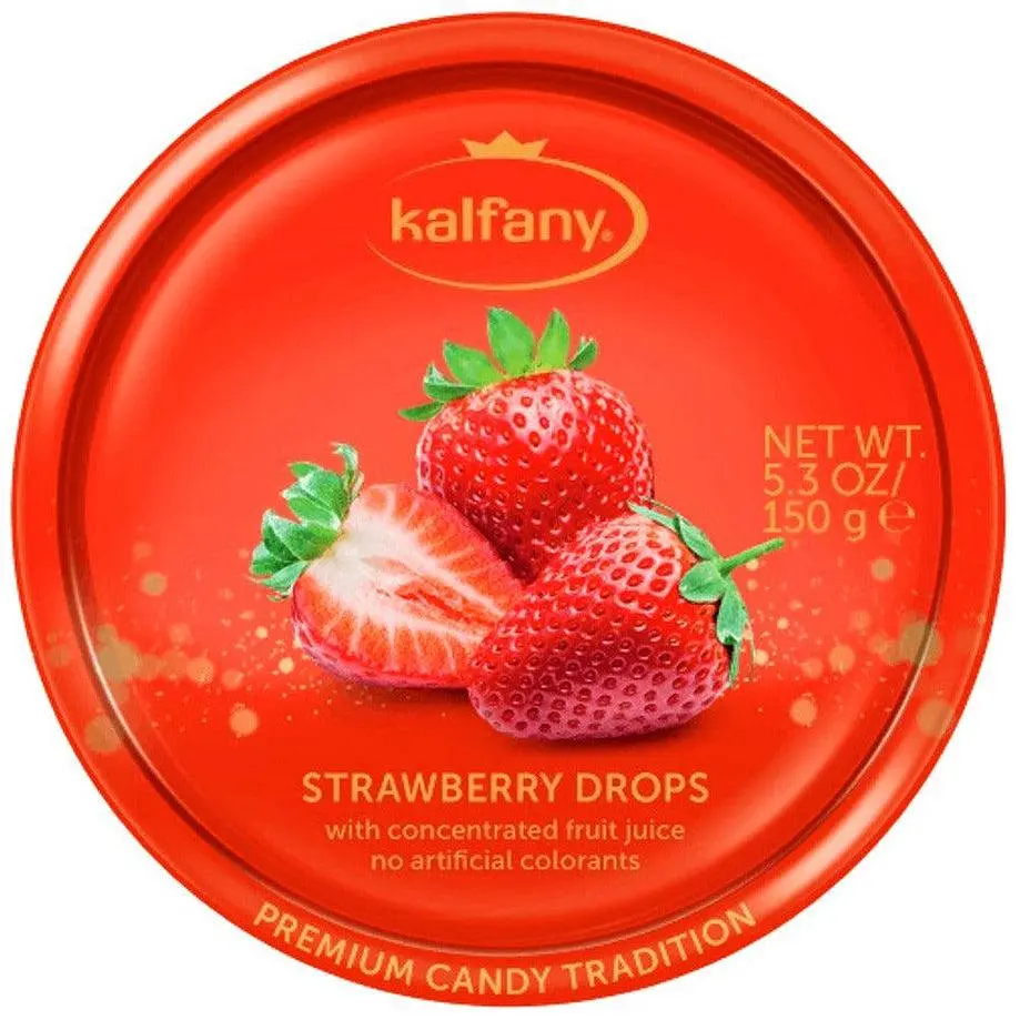 Льодяники Kalfany Strawberry Candies зі смаком полуниці 150 г (4002590703541)