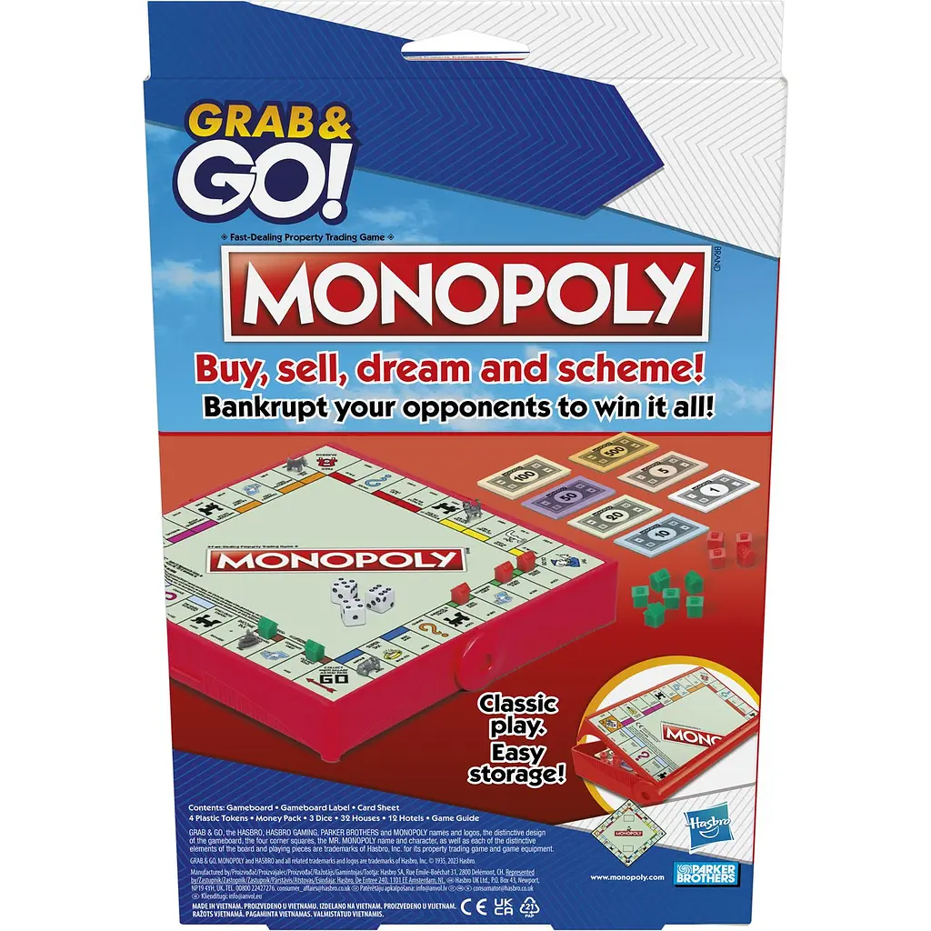 Игра настольная дорожная Hasbro Gaming Grab and Go Monopoly (F8256) - фото 6