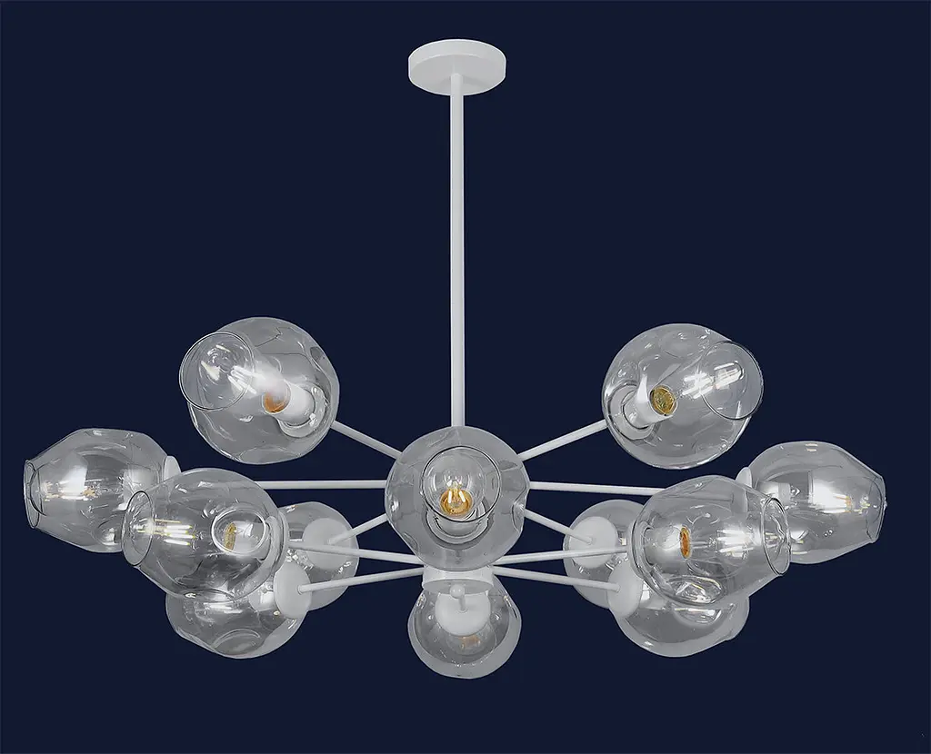 Люстра стельова Levistella 7526035-12 WH+CL, E27, білий, прозорий, сучасний стиль для дому - фото 2