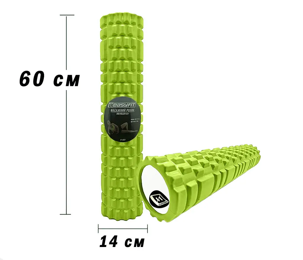 Массажный роллер EasyFit Grid Roller 60 см v.3.1 салатовый - фото 2