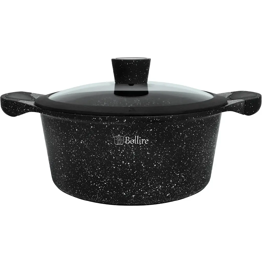 Каструля Bollire Milano, з кришкою, чорна, 20 см, 2,4 л (BR-1102)