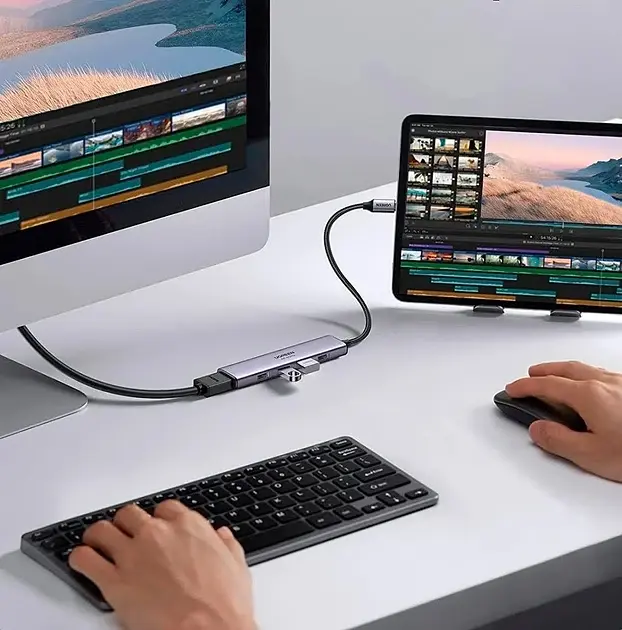 Адаптер UGREEN CM478 USB Type-C to HDMI, USB 3.0*4 Gray 15495 - фото 5
