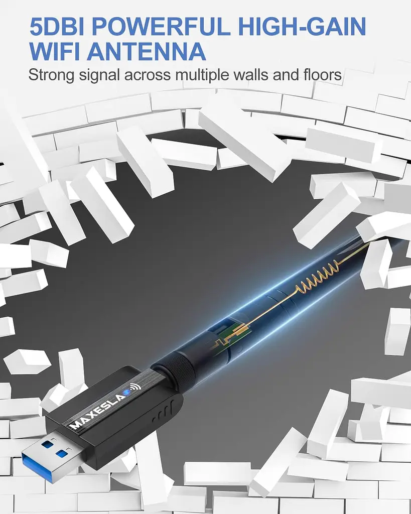 USB-адаптер Maxesla Wi-Fi для ПК, високошвидкісний USB-адаптер Wi-Fi зі швидкістю 1200 Мбіт/с, 802.11ac - фото 4