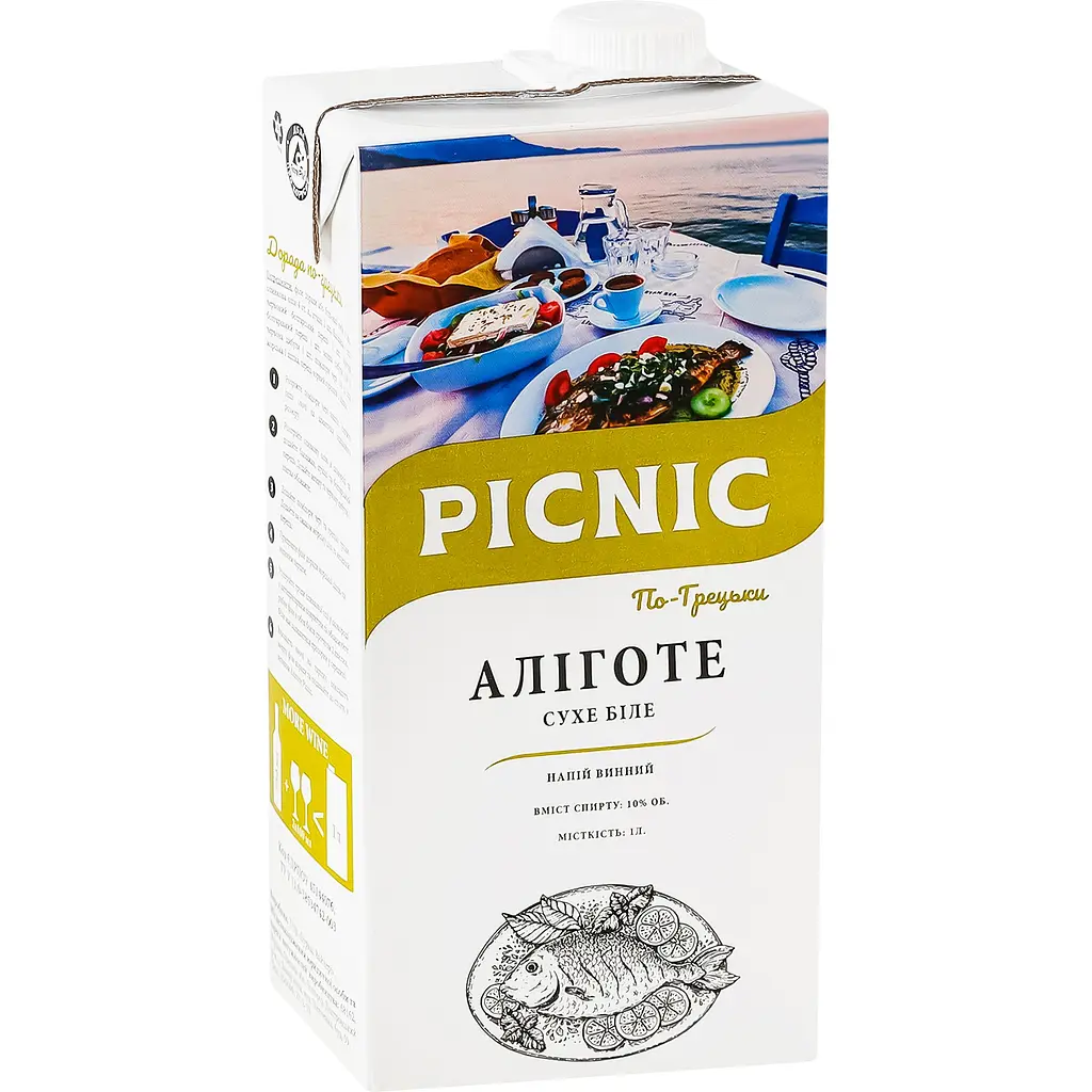 Напій винний Picnic Аліготе по Грецькі біле сухе 1 л - фото 2