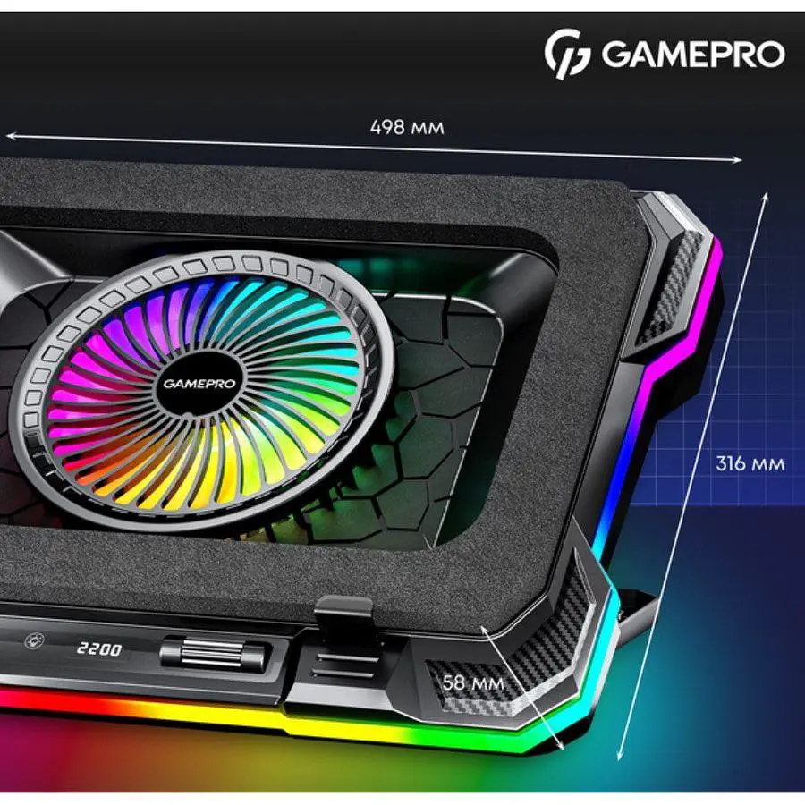 Охолоджувальна підставка для ноутбука до 19 дюймів GamePro GPCP-950 1xfans - фото 9