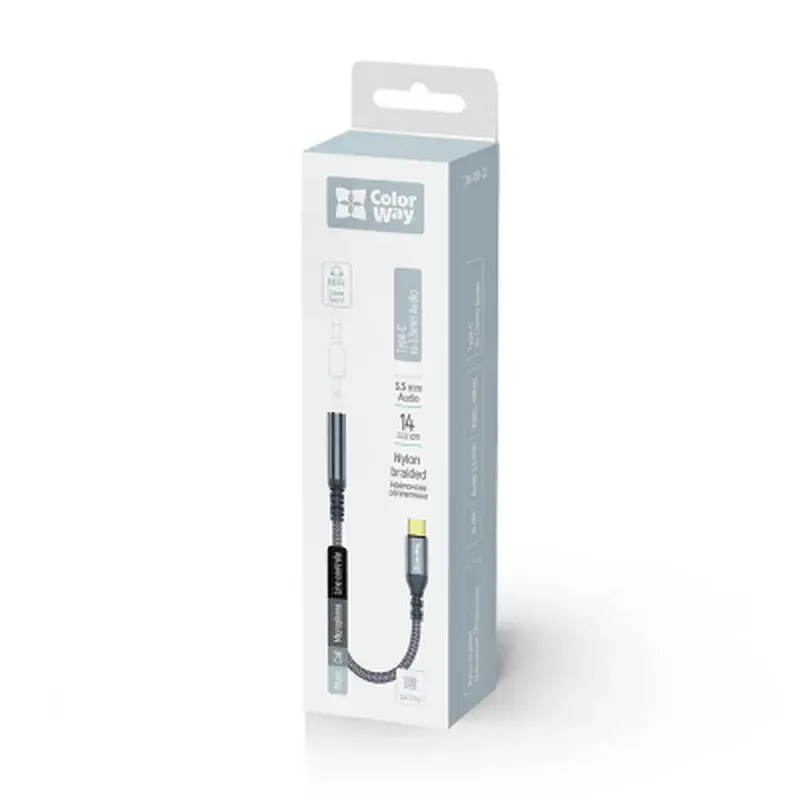 Перехідник USB-C to 3.5mm F 0.14m gray ColorWay (CW-AD-CJ) - фото 7