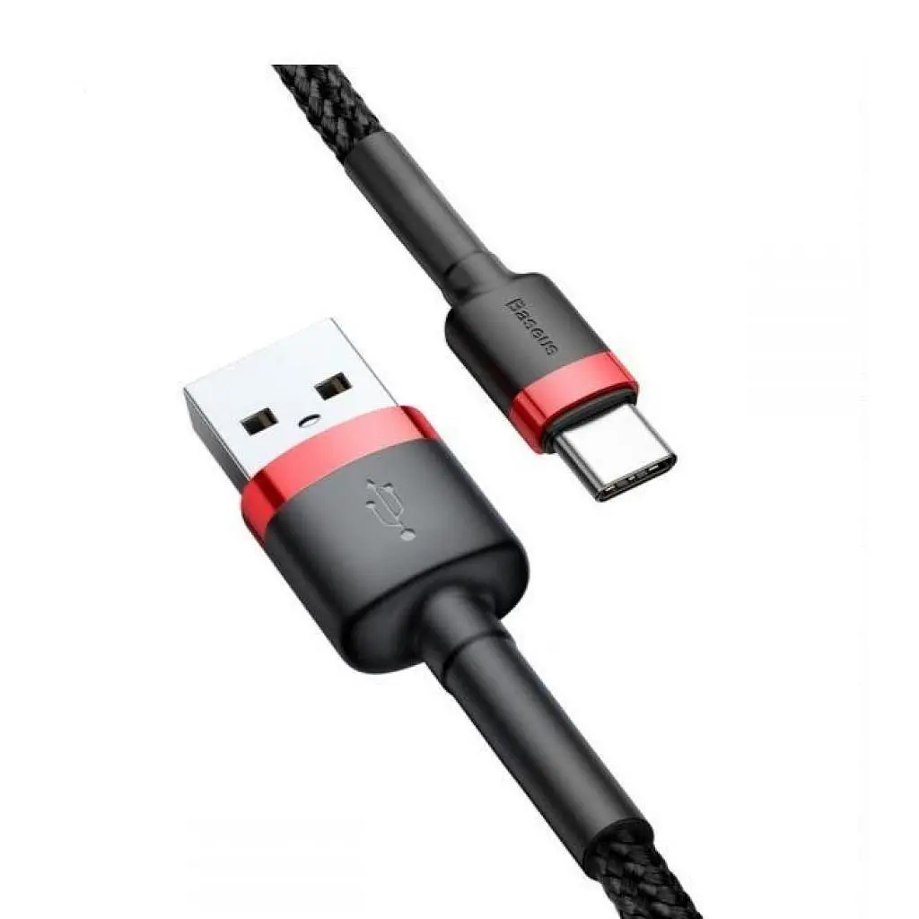 Дата кабель USB 2.0 AM to USB-C 1.0m Cafule 3A red+black Baseus (CATKLF-B91) - фото 2