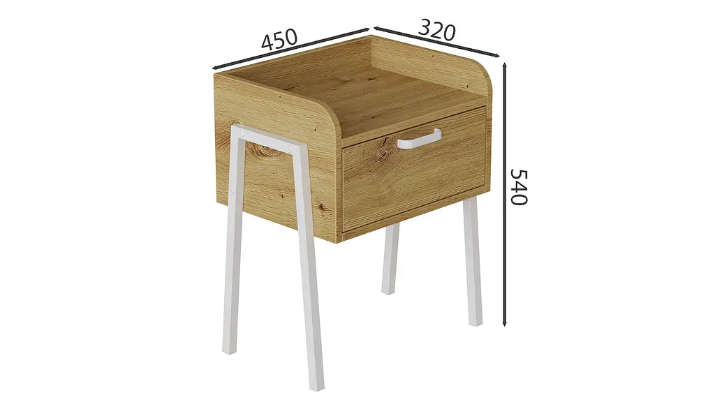 Тумба модульна Ferrum-decor Бетті 540x450x320 метал Білий ДСП Дуб Артізан 16 мм (FRD-102995) - фото 3