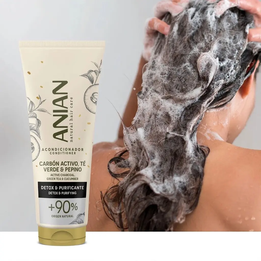 Кондиціонер для жирного волосся Anian Active Charcoal, Green Tea & Cucumber 250 мл - фото 4