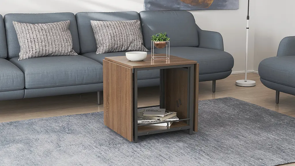 Стол журнальный трансформер Куб Комбо Ferrum-decor 540x532x500 Черный металл ДСП Дуб Сонома Трюфель 16 мм (FRD-105154) - фото 10