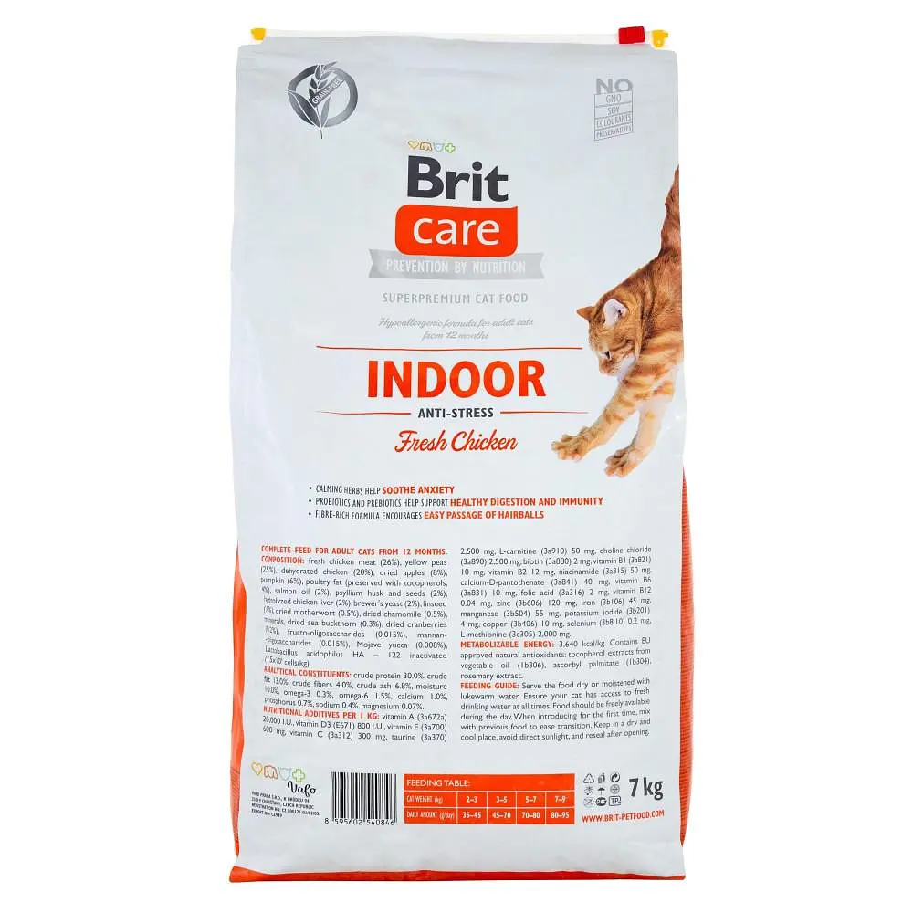 Сухой корм Brit Care Cat GF Indoor Anti-stress 7 кг для кошек, живущих в помещении - фото 3