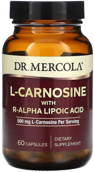 L-карнозин з R-альфа-ліпоєвою кислотою Dr. Mercola L-Carnosine with R-Alpha Lipoic Acid 250 мг 60 капс