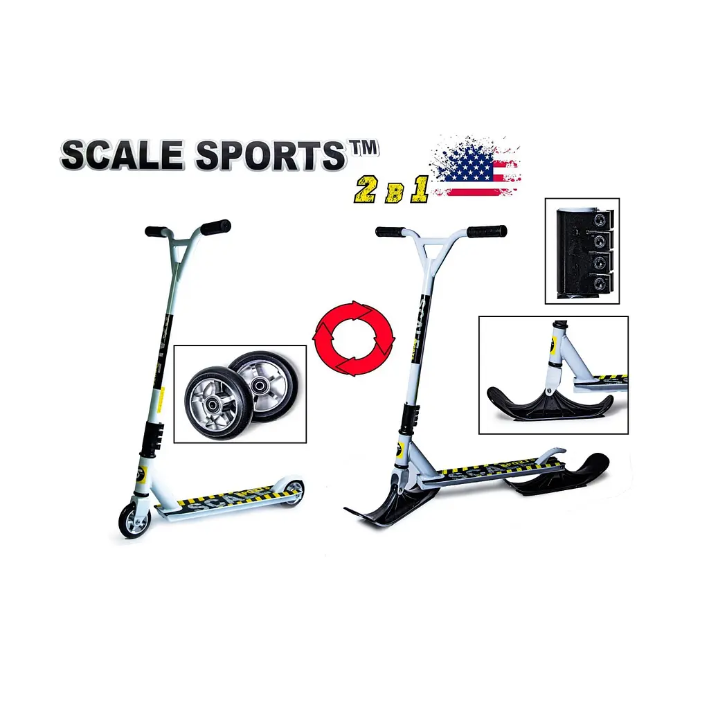 Самокат трюковый - снегокат 2 в 1 Scale Sports 84х53х11 см Белый 000283535 - фото 2