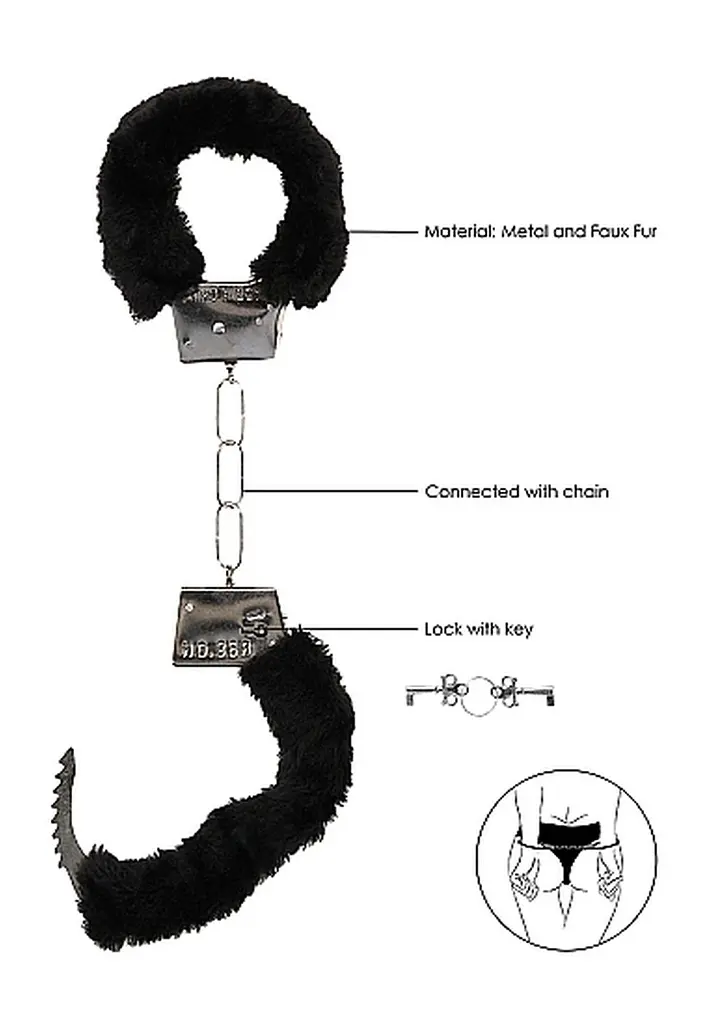 Наручники - Ouch! Beginner's Handcuffs Furry Black - фото 3