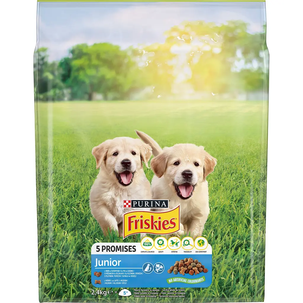 Сухий корм для собак Purina Friskies Junior з куркою, овочами і молоком 2.4 кг (7613034232205) - фото 2
