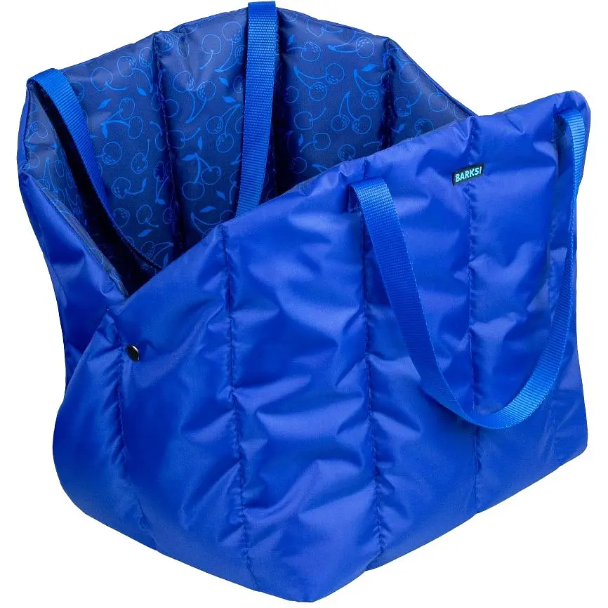 Сумка-переноска для кошек и собак Barksi в автомобиль размер L 38х30х39 см вишня синяя - фото 4