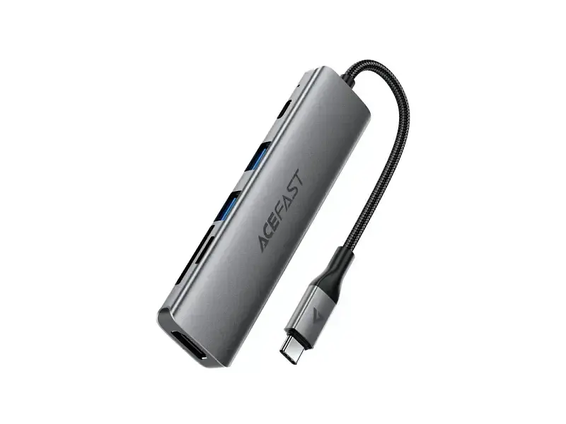USB-хаб Acefast J18 6-in-1 HUB Metal Gray (6974316285939)