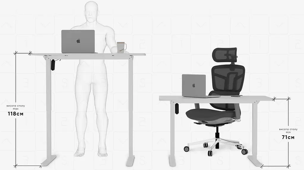 Комп'ютерний стіл Mealux PowerDesk Lite White з електрорегулюванням висоти (EVO-201 Lite W/W) - фото 5