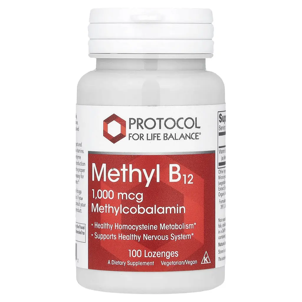 Метил В12, Methyl B12, 1000 мкг, 100 пастилок Protocol For Life Balance vit0002635