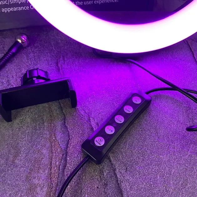 Селфи-лампа LED кольцевая 26см Voltronic MJ26 RGB + штатив - фото 9