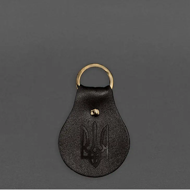 Патриотический кожаный брелок с гербом темно-коричневый - фото 4