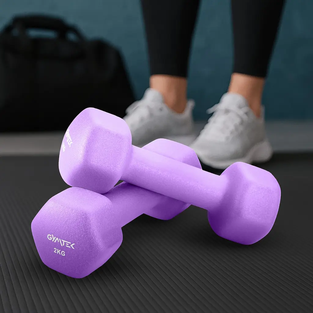 Гантели для фитнеса неопреновые Gymtek Hex 2х2кг сиреневый - фото 5