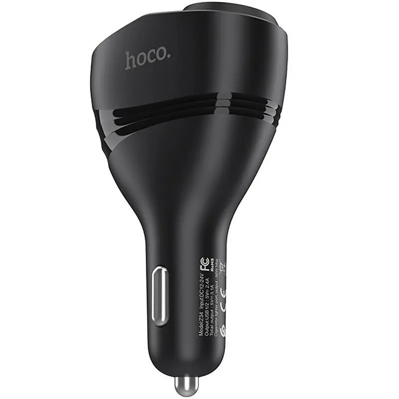 Автомобільний зарядний пристрій Hoco Z34 Display Black 3.1 A 2 USB + Cigarette Lighter Car - фото 4