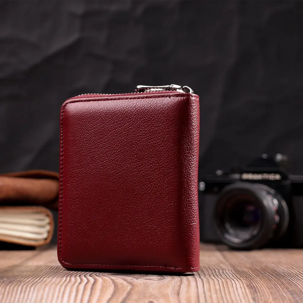 Портмоне для жінок на блискавці з натуральної шкіри ST Leather 19487 бордовий - фото 9